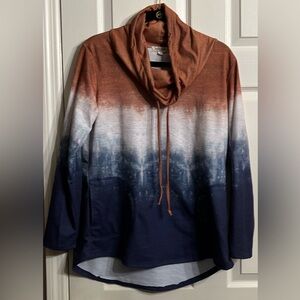 Drawstring Cowl Neck high/low Hombre Top